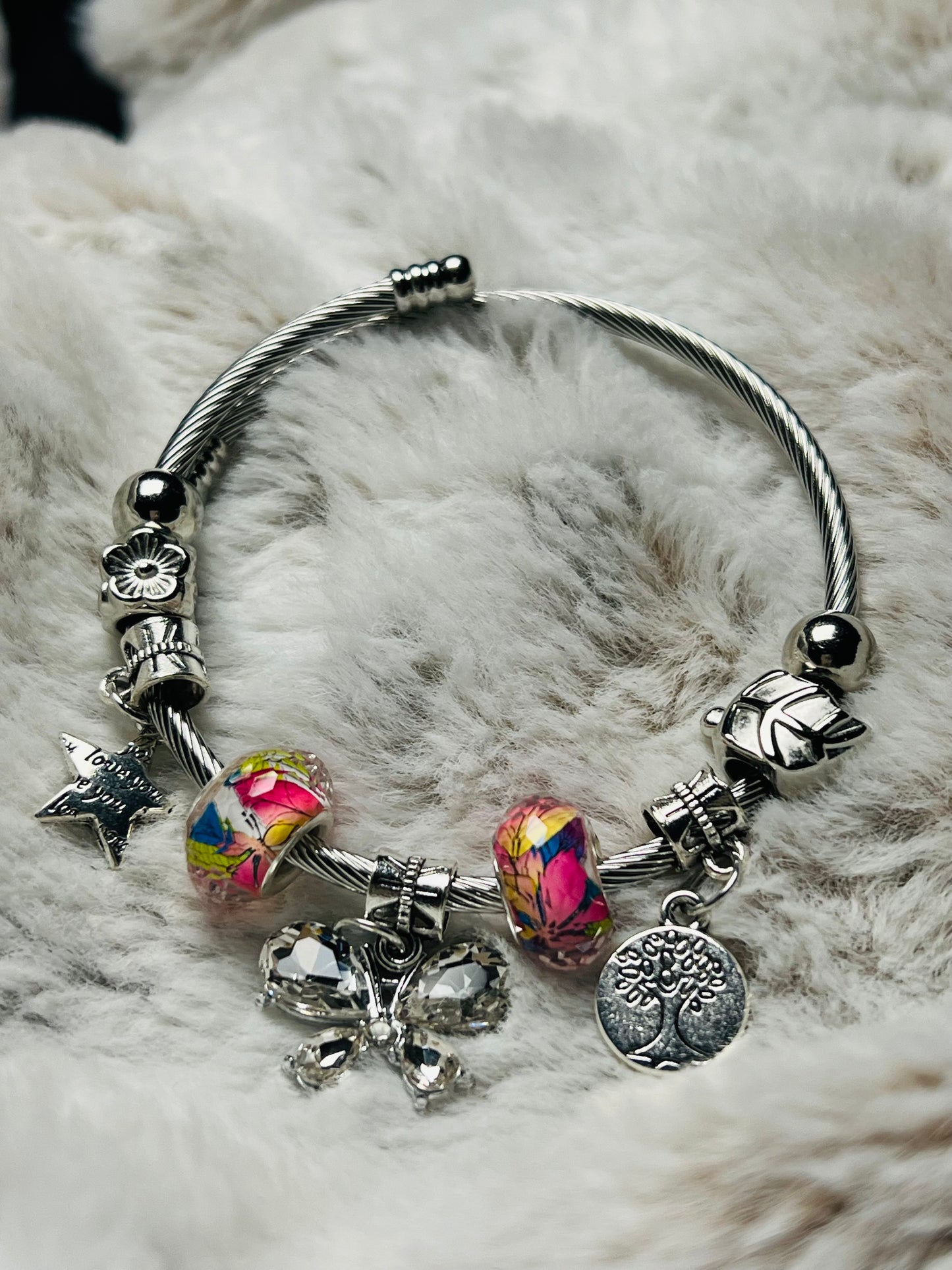 Crystal Butterfly Charm Bracelet